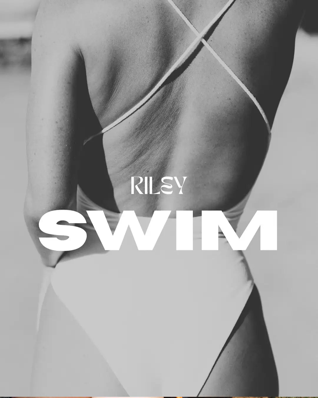 Riley brand swimwear with a sleek, minimalist design featuring thin crisscross straps and smooth fabric.